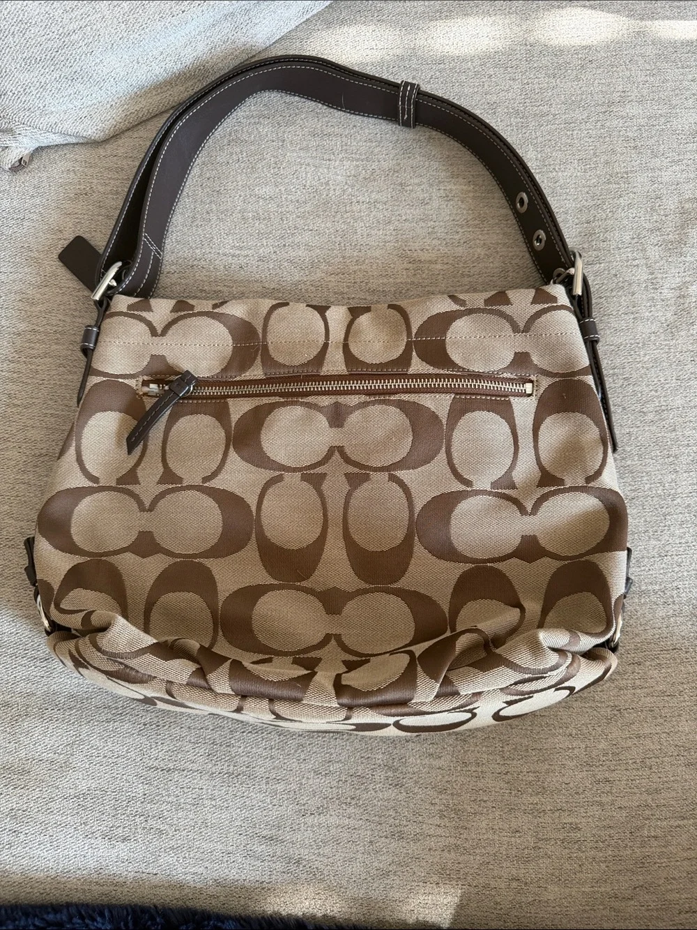 Coach Brown Signature Canvas Shoulder Bag